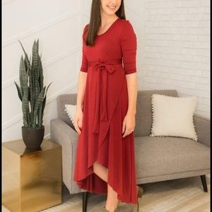 Wrap hi-lo nursing dress- RED